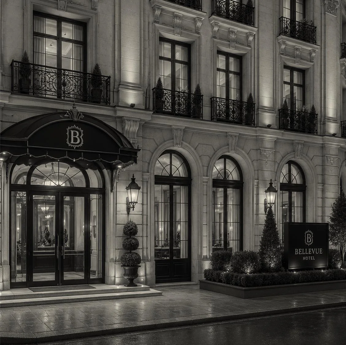 Façade hôtelière parisienne